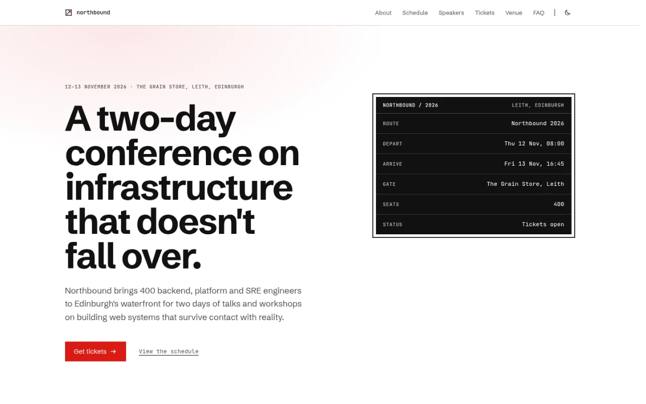 Conference site, void condition: the first viewport of the generated site
